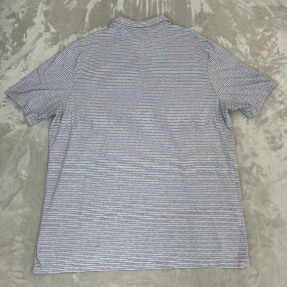 Faherty Shirt Mens XXL Blue Red Striped Movement Polo Stretch Performance Preppy - Picture 9 of 10
